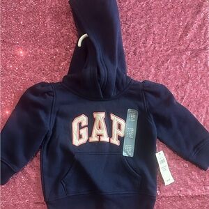 GAP Toddler Navy Hoodie with Pink-Trim Logo